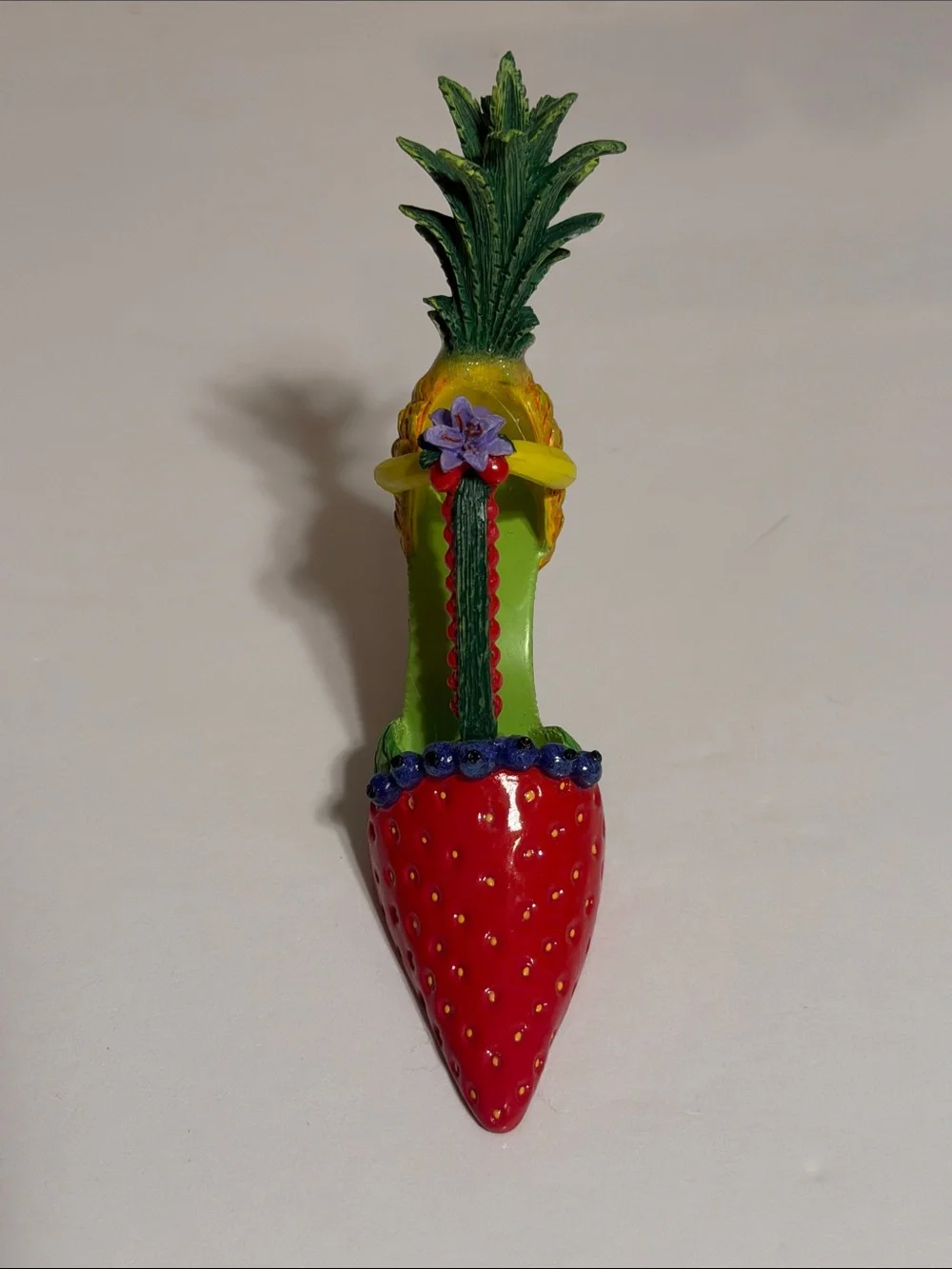 Colorful Pineapple & Strawberry High Heel Accent Decorative Shoe